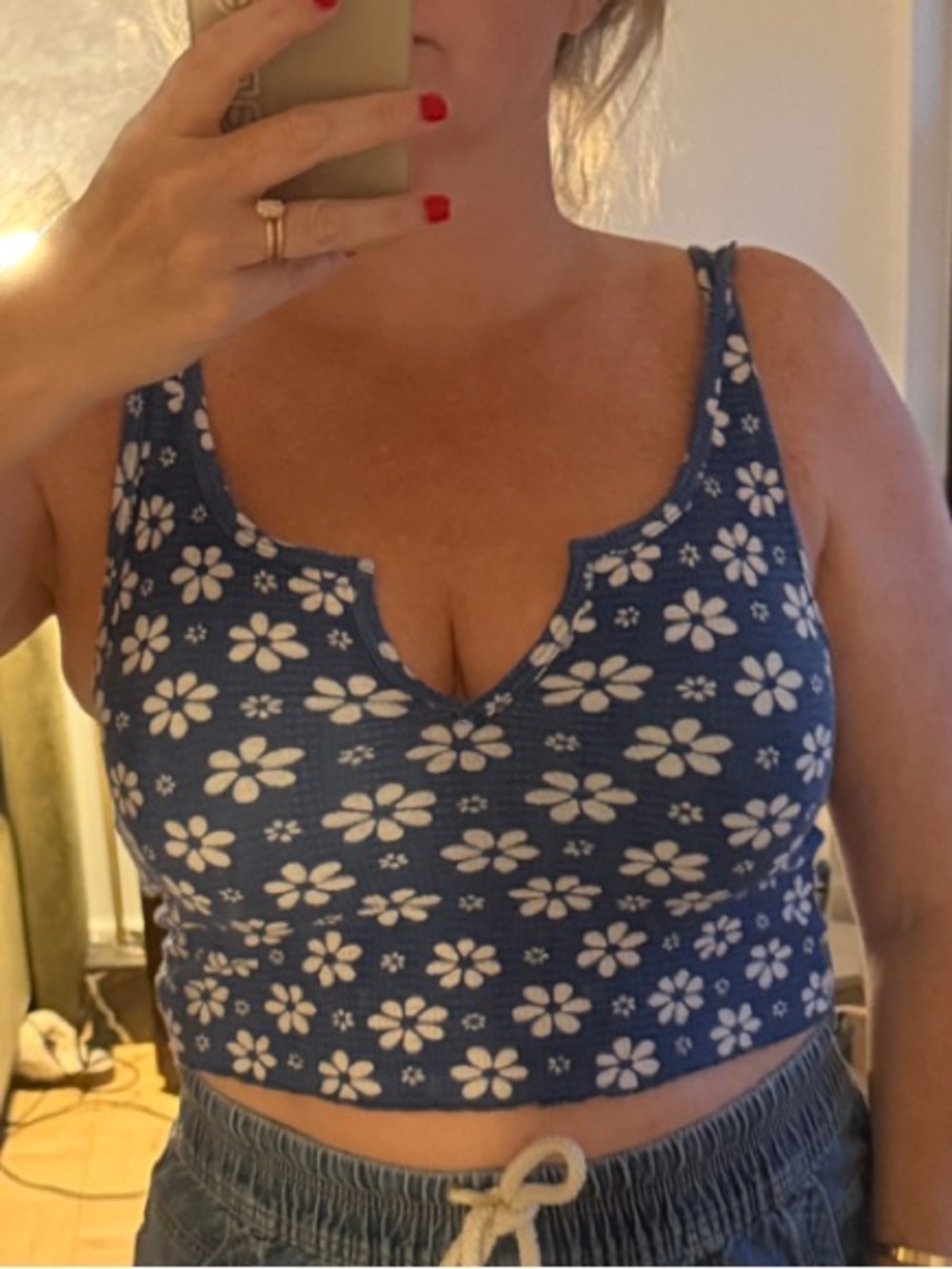 Billabong Blue Floral Cropped Tank